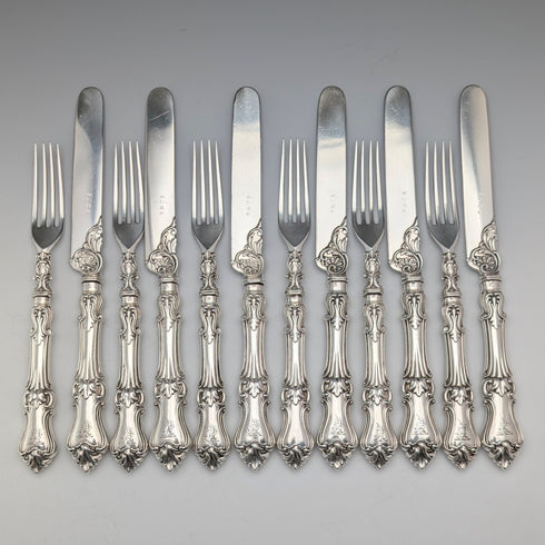 1850年頃 英国アンティーク 純銀ハンドル カトラリー6ペア Charles Needham 木箱入り